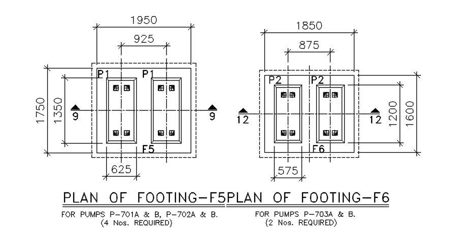 RCC Footing Top view Plan CAD Drawing DWG File