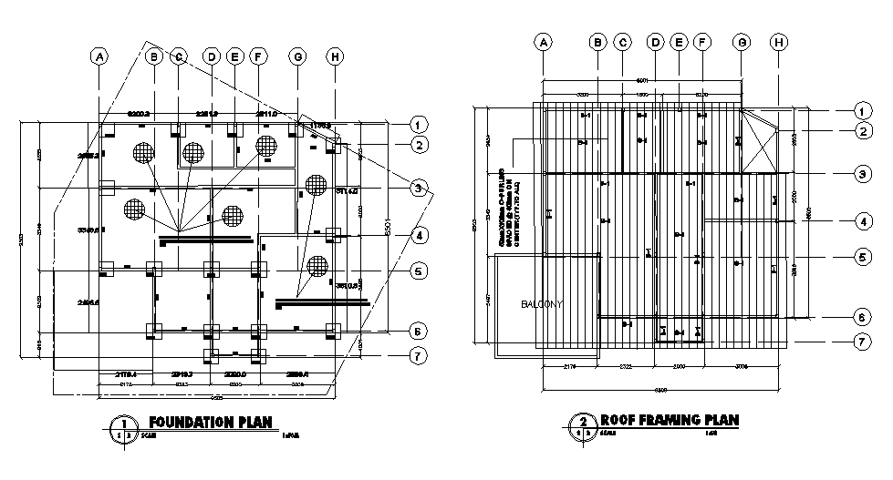 RCC Foundation And Roof Framing Plan Working CAD Drawing DWG File