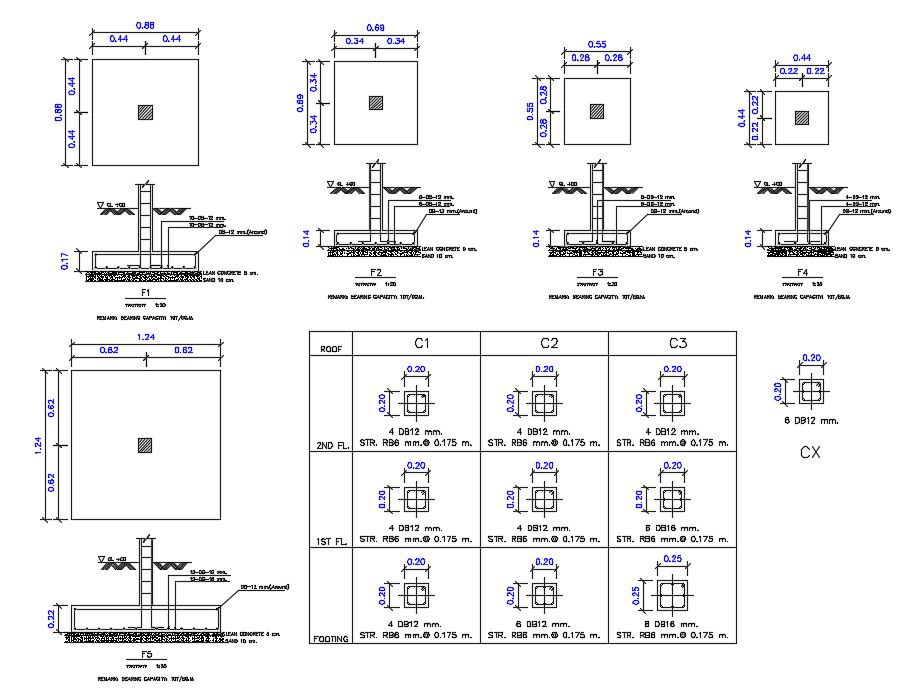 RCC Foundation Construction Plan Drawing Download DWG File