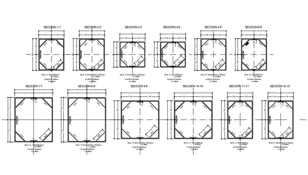 RCC Foundation Plan With Different Section Drawing DWG File