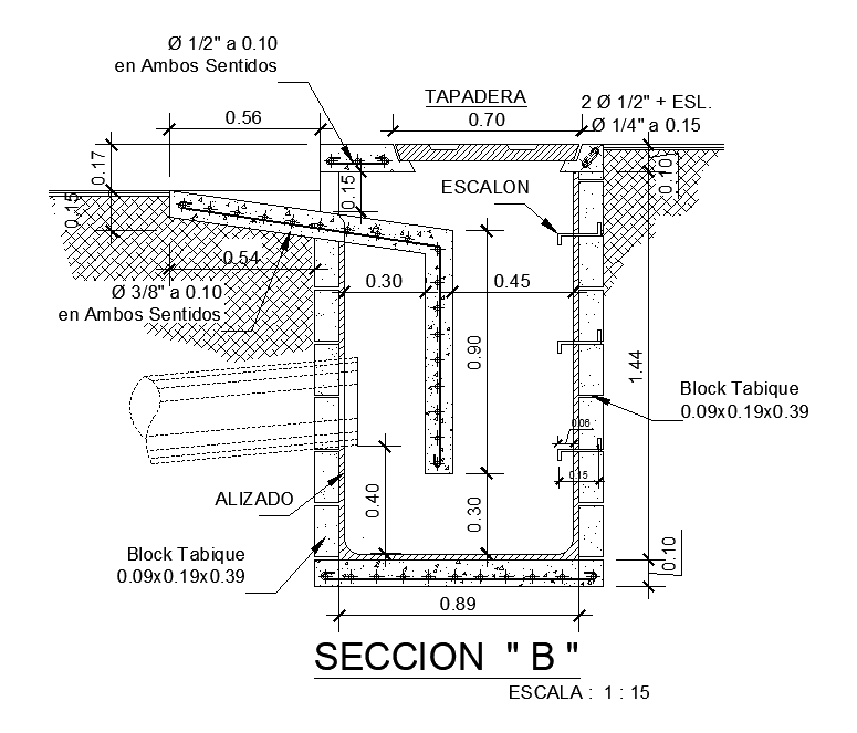 RCC Pipe Connection With Drainage Chamber Box CAD Drawing DWG File