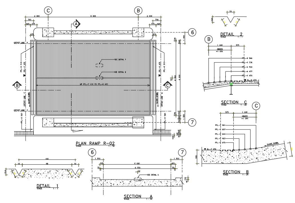 RCC Ramp Plan And Section Drawing DWG File
