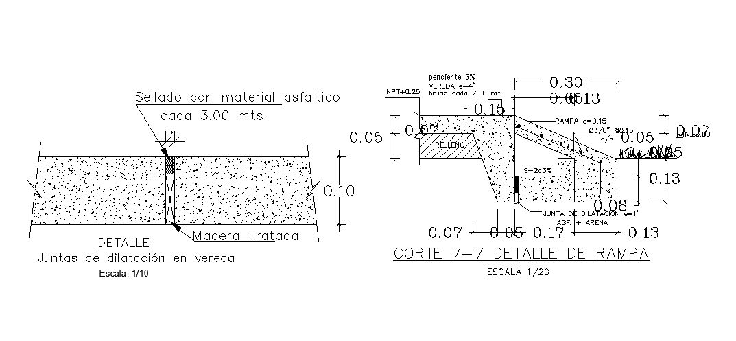 RCC Ramp Section AutoCAD Drawing Download DWG File