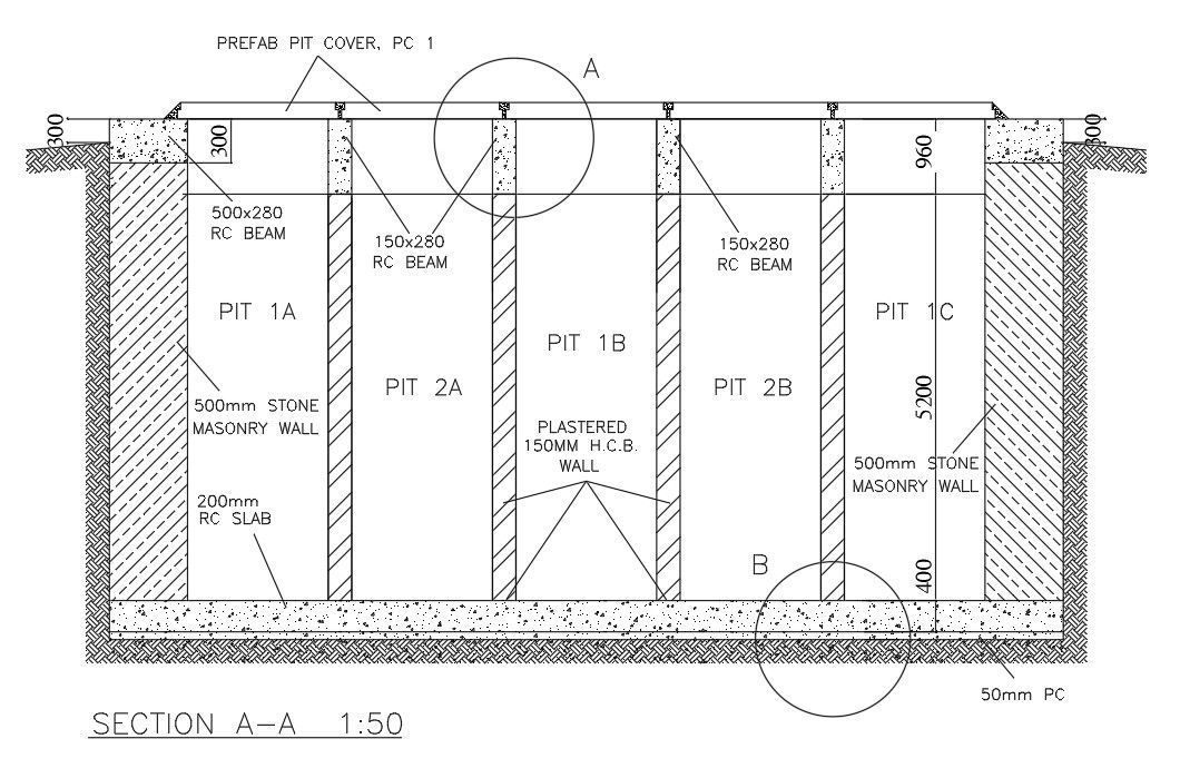 RCC Sewage Tank Section CAD Drawing Download Free DWG File