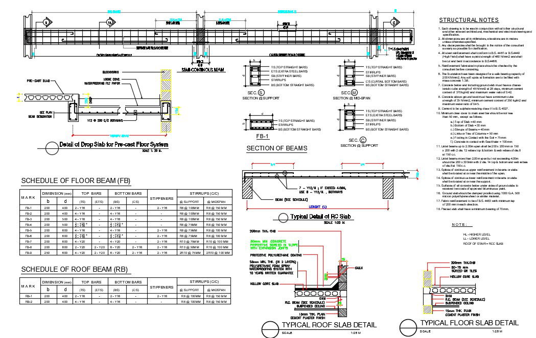 RCC Slab Construction Drawing Download Free DWG File