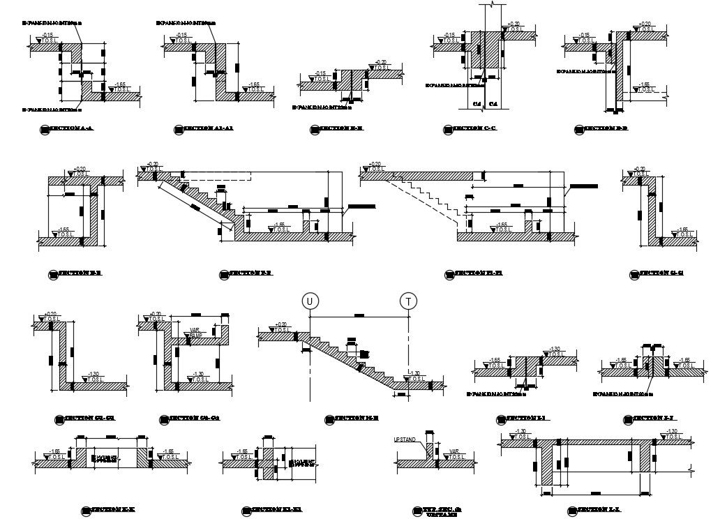 RCC Stair And Slab Section CAD drawing Download DWG File