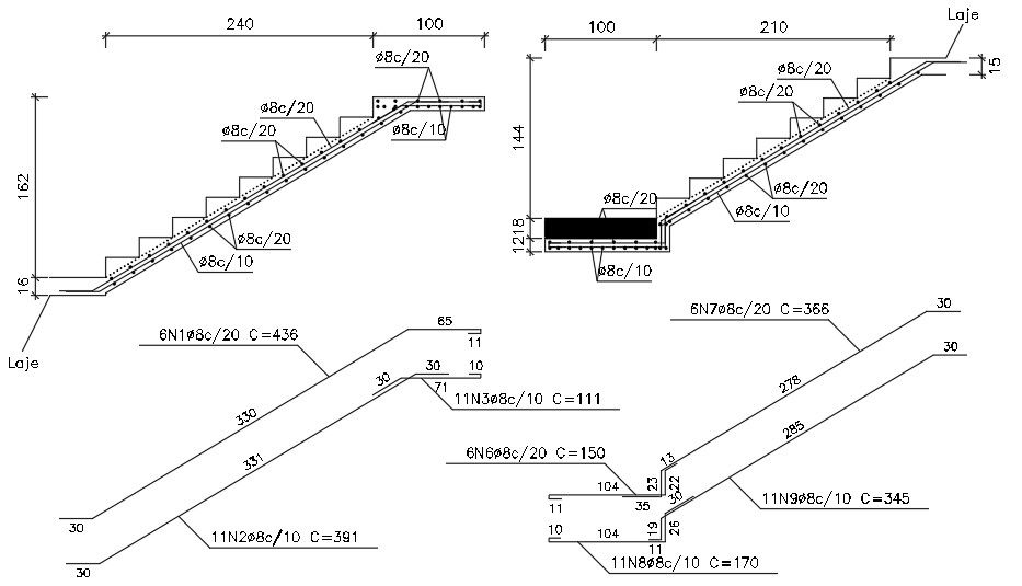 RCC Staircase Construction Section CAD Drawing Download Free DWG File
