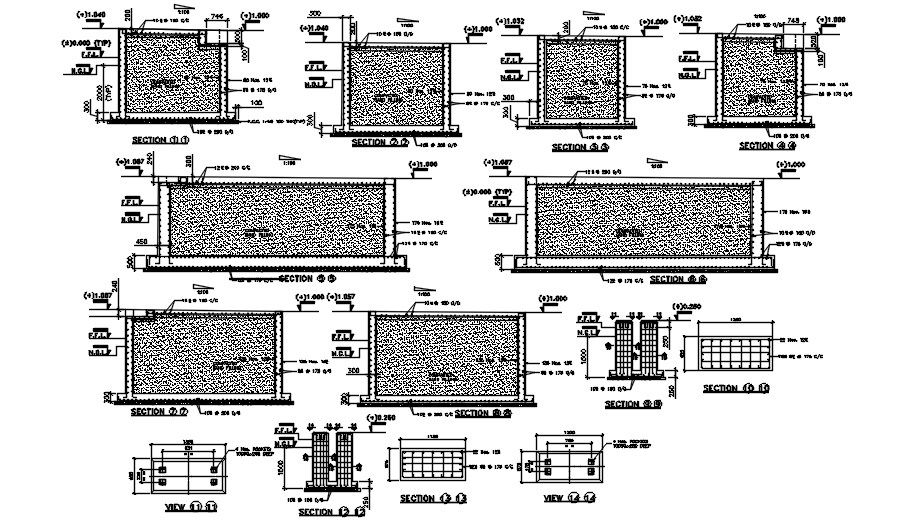 RCC Underground Tank Section CAD Drawing DWG File