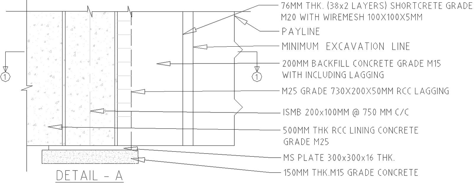 RCC detailing of cross section of tunnel