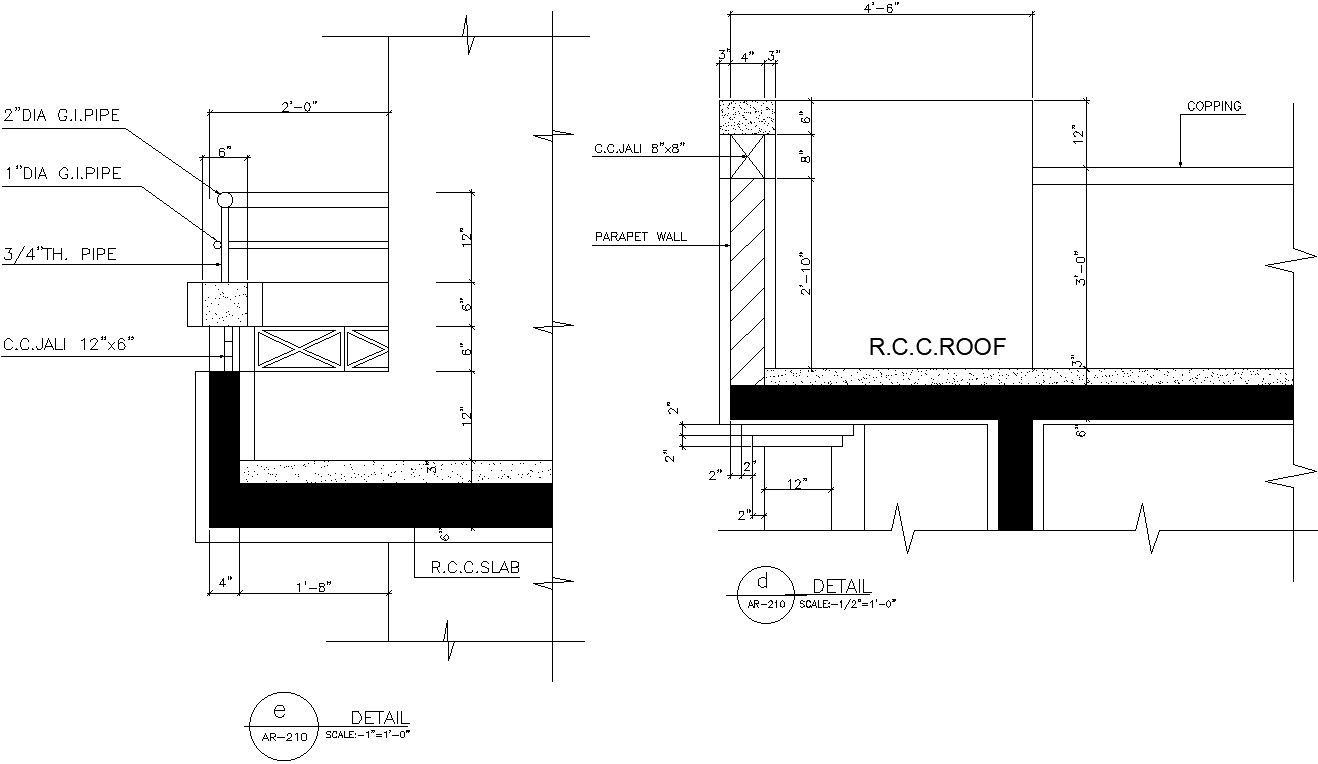 RCC roof detail in AutoCAD, dwg file.