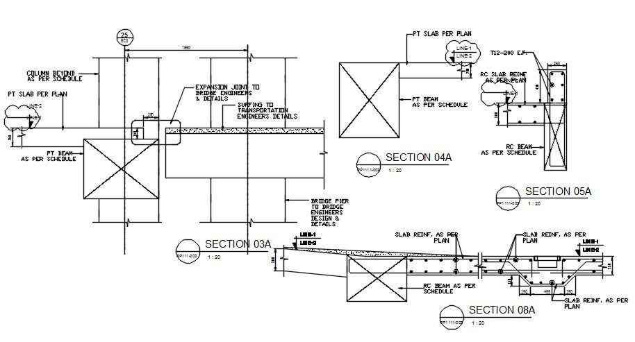 RC and PT slab reinforcement section details are given in this AutoCAD Drawing File. Download the free AutoCAD file now.