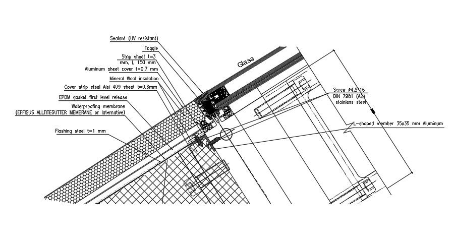 RC slab joint of the stainless steel AutoCAD drawing