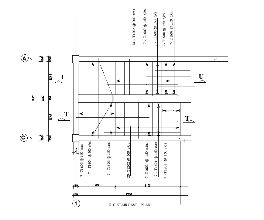 RC staircase plan of 9x12m residential plan is given in this Autocad drawing file. Download now.