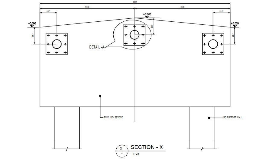 RC support wall details and RC plinth section details are given in this AutoCAD 2D Drawing file. Download the AutoCAD 2D DWG file.