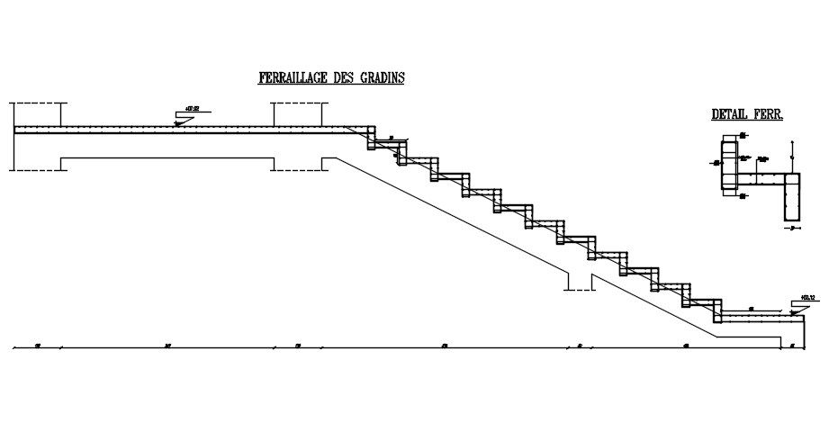 REINFORCEMENT OF THE STAIRS design in AutoCAD 2D drawing, CAD file, dwg file