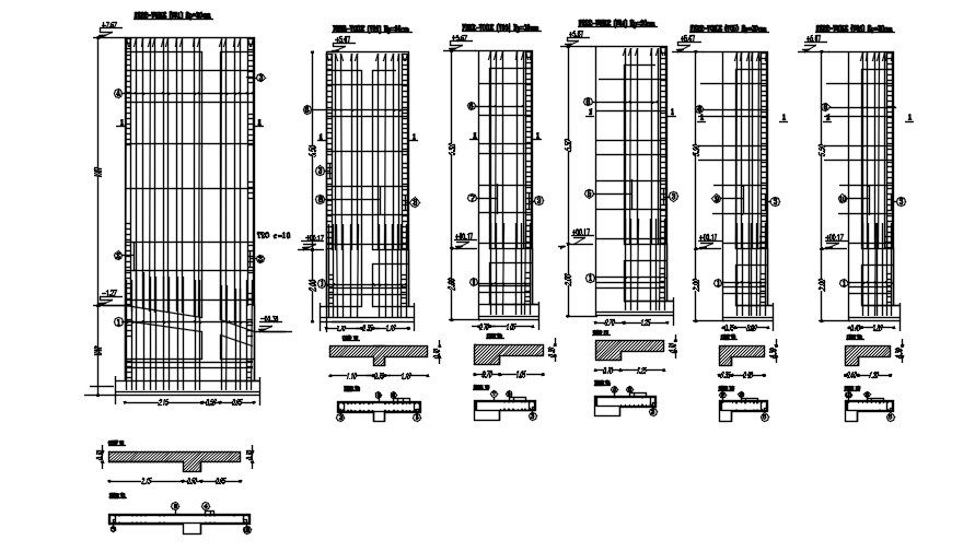 REINFORCEMENT OF WALLS details in AutoCAD 2D drawing, CAD file, dwg file