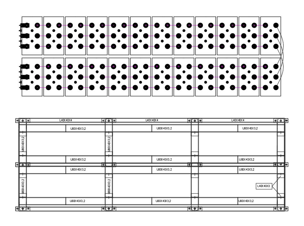 Rack section of battery in AutoCAD 2D drawing, dwg file, CAD file