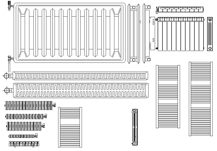 Radiators mechanical blocks dwg file