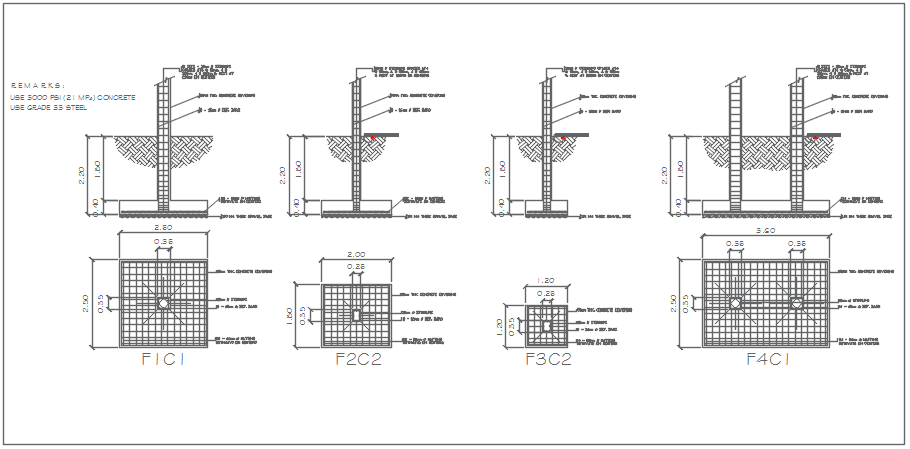 Raft foundation plan detail dwg file