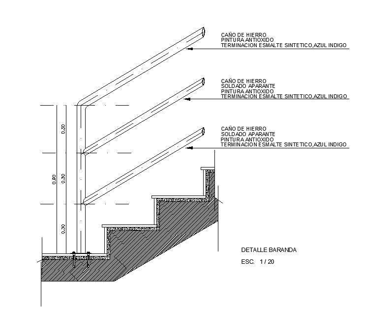 Rail detail of fire ladder is given in this autocad drawing file. Download now.