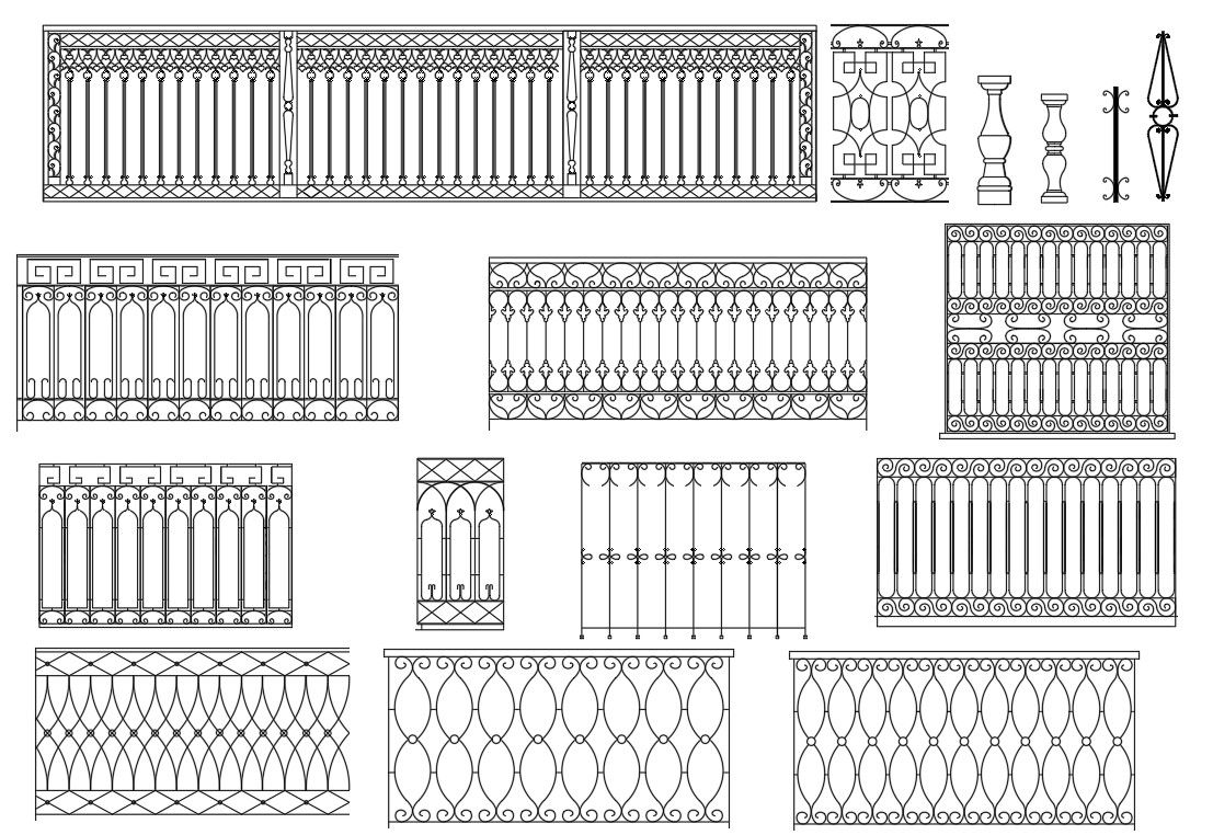 Contemporary Metal Railing Design in DWG File