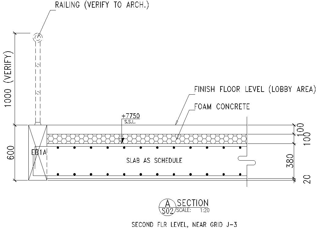 Railing section drawing of AutoCAD, dwg file.