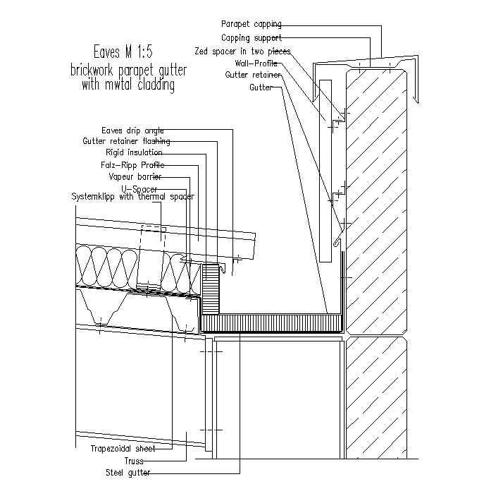 Rain Water Drain Roof Section CAD Drawing Free Download DWG File