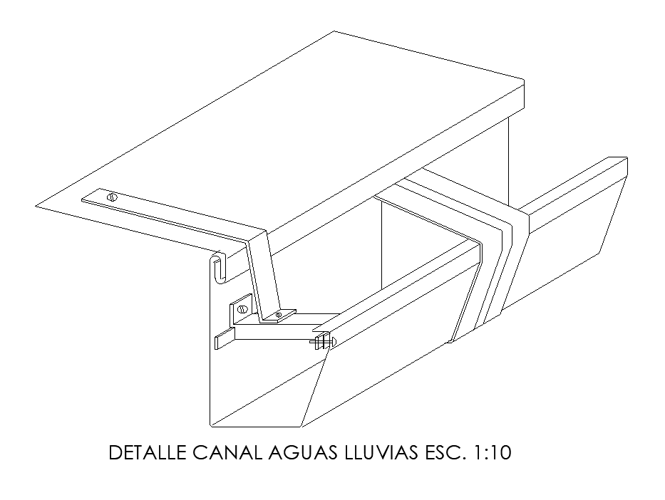 Rain water channel detail is given in this Autocad drawing model. Download now.