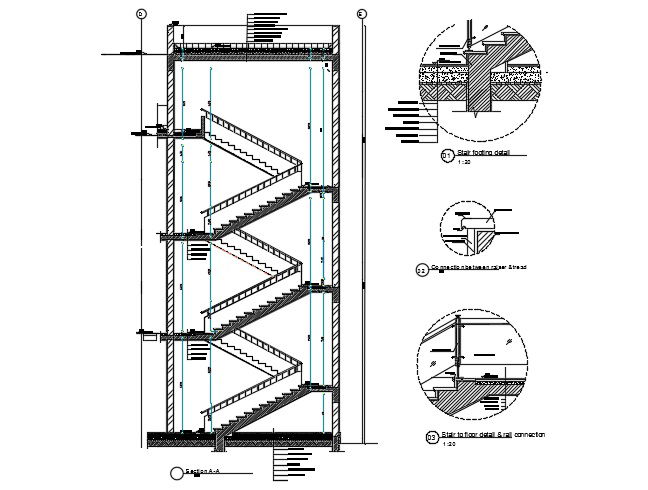 Raiser And Tread Staircase Section Design AutoCAD File