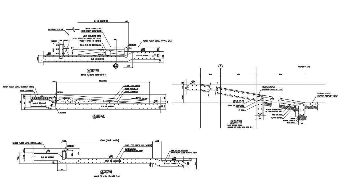 Ramp section details are given in this AutoCAD DWG drawing.Download the AutoCAD 2D DWG file.