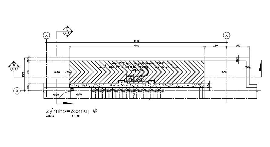 Ramp section with concrete details is given in this AutoCAD DWG file.Download the AutoCAD 2D DWG file.