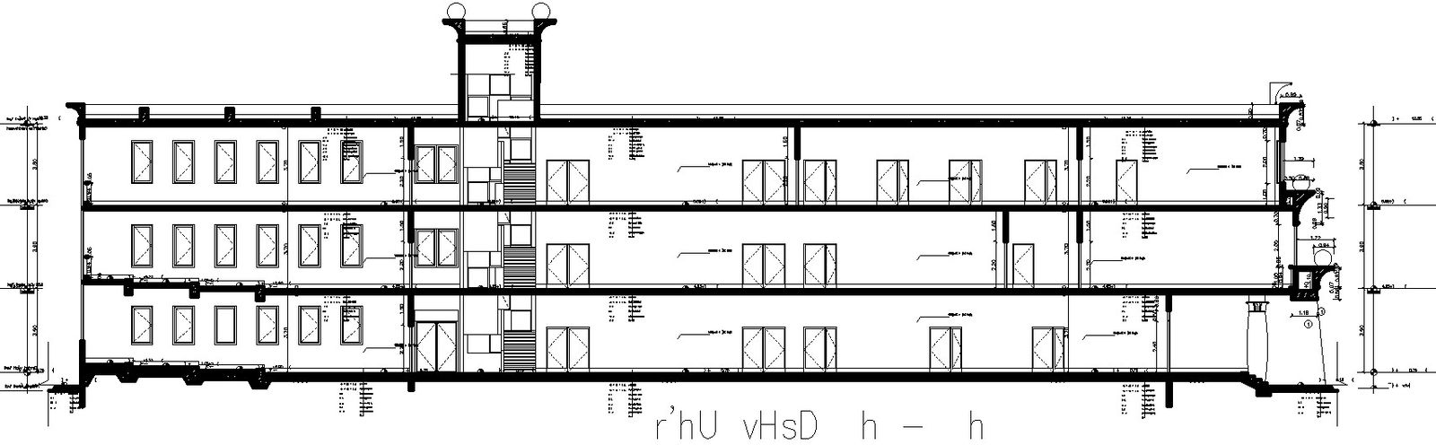 Rear sectional elevation of a collage.