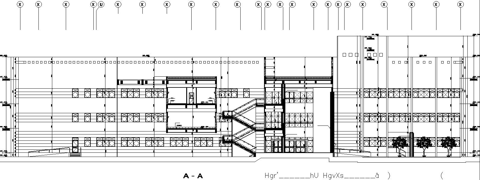 Rear view of industrial plant.