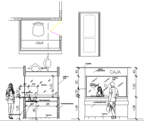 Reception area of office architecture project dwg file
