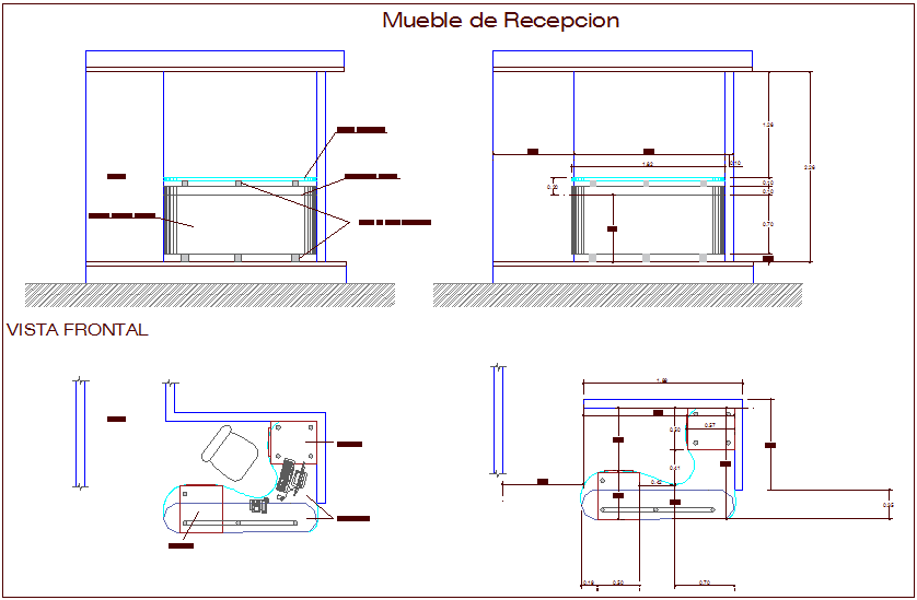 Reception Table Furniture Layout in AutoCAD DWG File