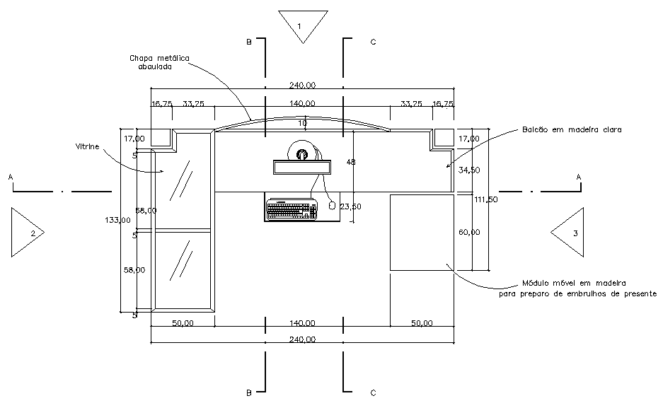 Reception Desk Furniture Plan in AutoCAD DWG CAD Drawing