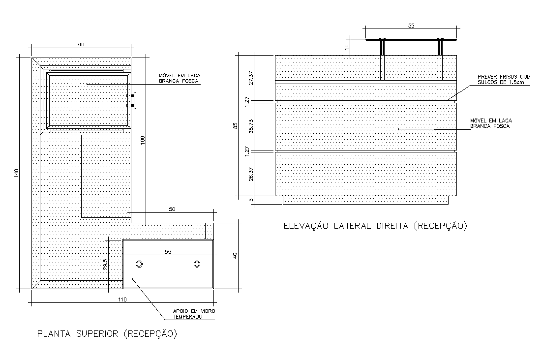 Reception Table Furniture CAD Drawing in DWG File Format