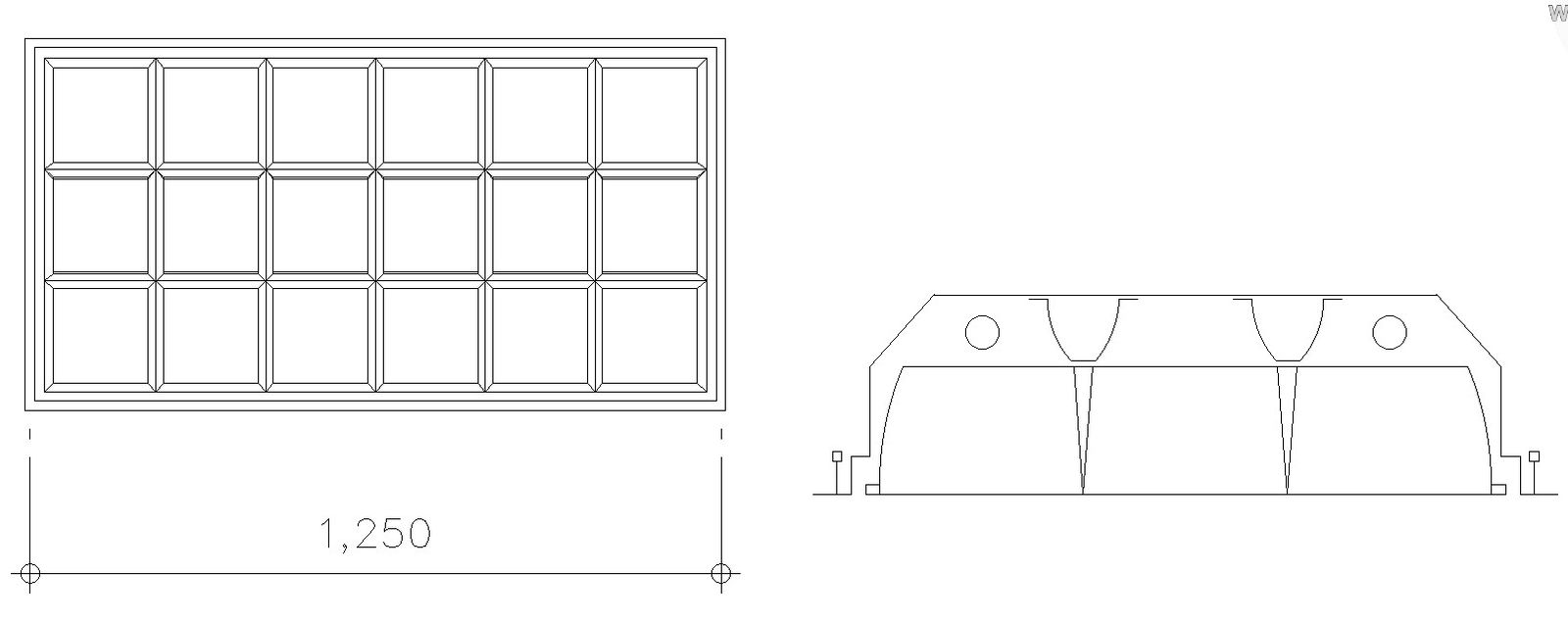 Recessed louver light design in AutoCAD 2D drawing, dwg file, CAD file
