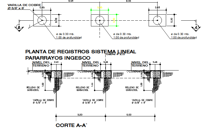 Records plant lineal constructive details dwg file