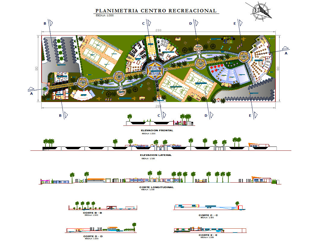 Recreational complex Architectural detail in Autocad file