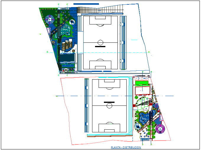 Recreational sport park landscaping details dwg file