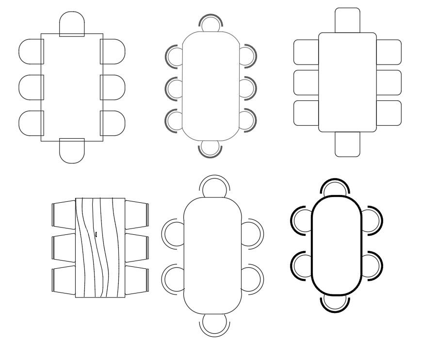 Rectangle Dining Table CAD Blocks in DWG File Format