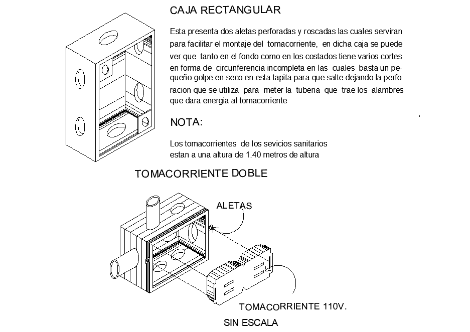 Rectangular box double lamp plan layout file