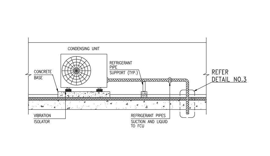 Refrigerant pipe detail drawing