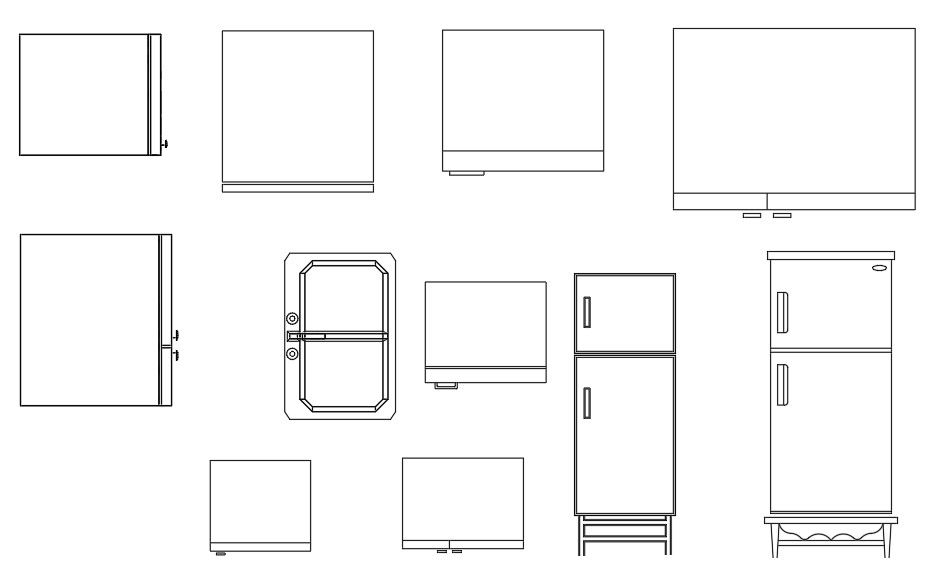 Refrigerator Elevation Free CAD Blocks DWG File