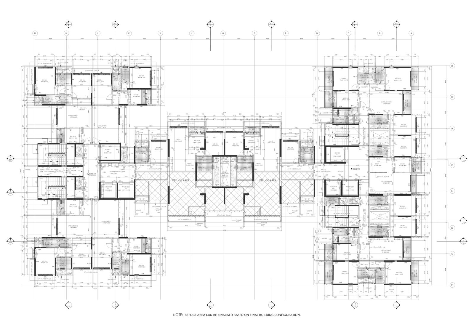 Refugee area building design with details dwg autocad drawing .