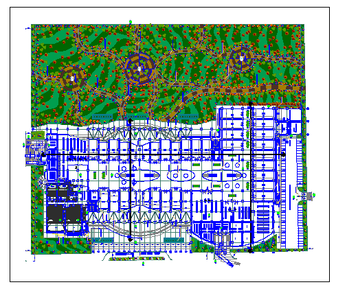Region mall ground floor landscaping with structure details dwg file
