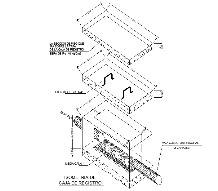Registration box isometrics detail dwg file
