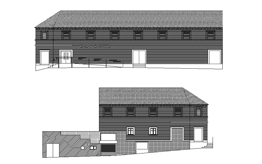 Rehabilitation structure of the building elevation is given in this Autocad drawing file. Download now.