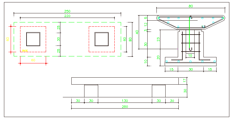 Reinforced Concrete Armed Chair Structural DWG Drawing